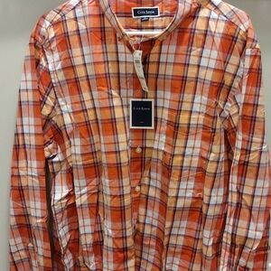 Club Room Men's Coral Plaid Shirt, XL, M, S, Long Sleeve, Button Up, Lightweight